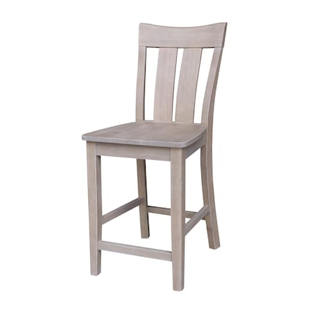 International Concepts Ava Solid Wood Counter Height Bar Stool - 24" Seat Height - Washed Gray Taupe S09-132